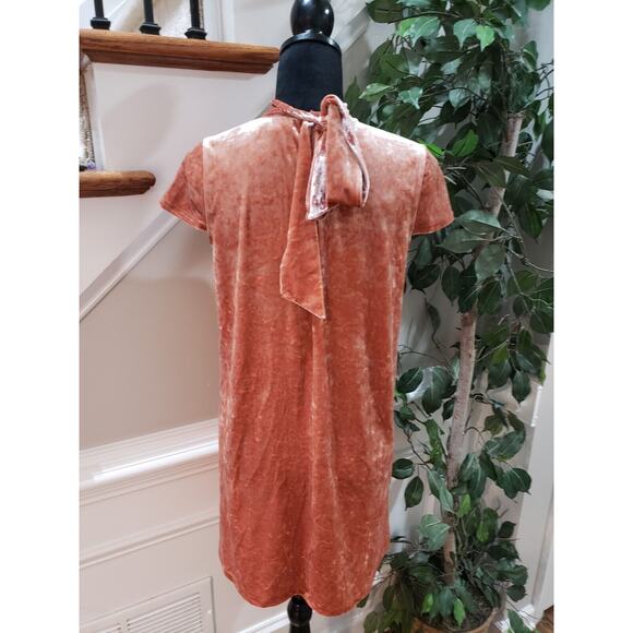 Madewell Crushed Velvet Mockneck Dress Orange Cream Size Small - Picture 6 of 12
